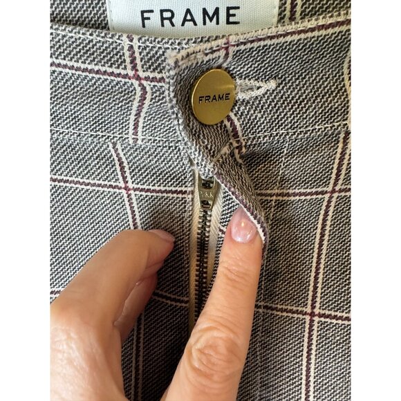 Frame Pants Women 30 Gray Window Pane Plaid Le High Skinny Crop Jeans Retro - Picture 7 of 12
